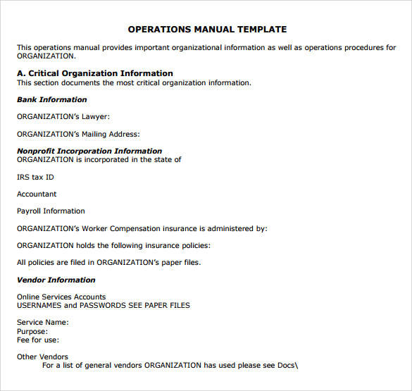 Operations manual pdf